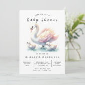 Boho bewerkbaar Swan-Baby shower Kaart (Staand voorkant)
