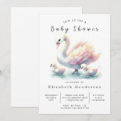 Boho bewerkbaar Swan-Baby shower Kaart (Voorkant / Achterkant)