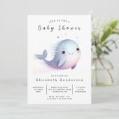 Boho bewerkbaar walvis Baby shower Kaart (Staand voorkant)