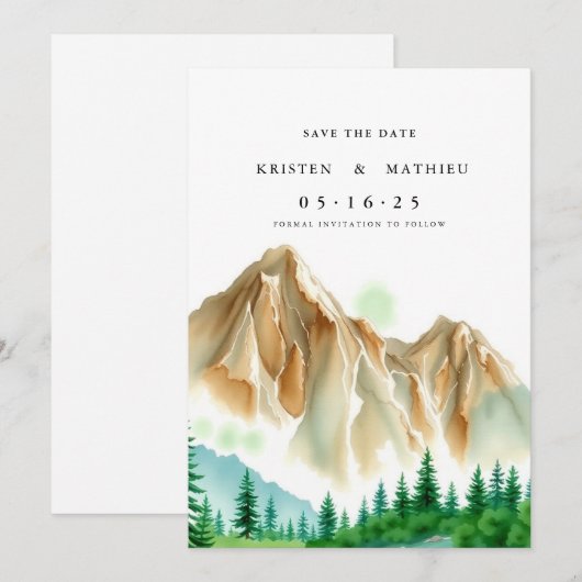 Boho bewerkbare berg save the date (Voorkant / Achterkant)