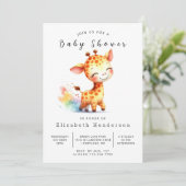 Boho bewerkbare Giraffe Baby shower Kaart (Staand voorkant)