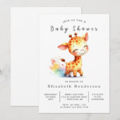 Boho bewerkbare Giraffe Baby shower Kaart (Voorkant / Achterkant)