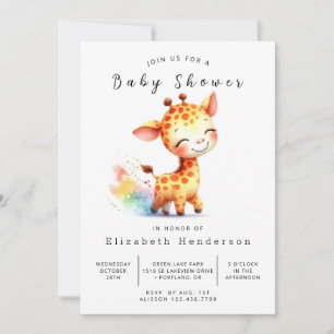Boho bewerkbare Giraffe Baby shower Kaart