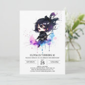 Boho bewerkbare kleine ninja verjaardag kaart (Staand voorkant)