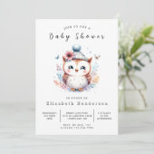 Boho Bewerkbare Uil Baby Shower Kaart (Staand voorkant)