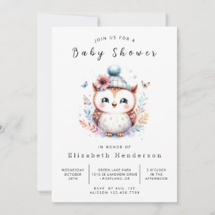Boho Bewerkbare Uil Baby Shower Kaart