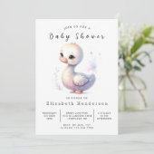 Boho Bewerkbare Zwaan Baby Shower Kaart (Staand voorkant)