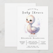 Boho Bewerkbare Zwaan Baby Shower Kaart (Voorkant / Achterkant)