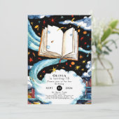 Boho Bibliotheek Eenvoudig Verhalenboek Verjaardag Kaart (Staand voorkant)