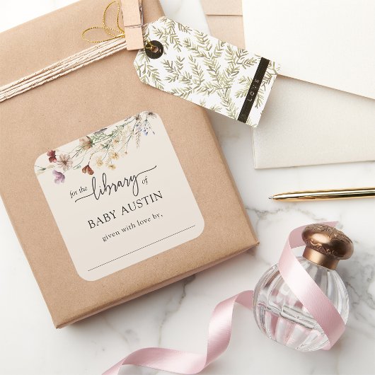 Boho-bibliotheeksticker Vierkante Sticker