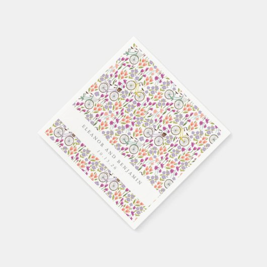  Boho Bicycle Bloemen Gepersonaliseerd Paar Servet (Hoek)
