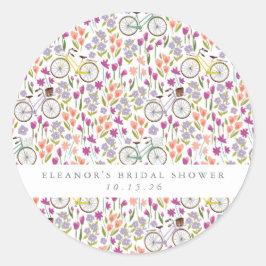  Boho Bicycle Floral - Aangepast Vrijgezellenfeest Ronde Sticker