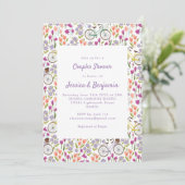 Boho Bicycle Floral Script Chic Couples Shower Kaart (Staand voorkant)