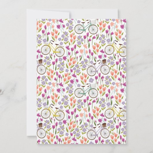 Boho Bicycle Floral Script Chic Couples Shower Kaart (Achterkant)