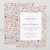 Boho Bicycle Floral Script Chic Couples Shower Kaart (Voorkant / Achterkant)