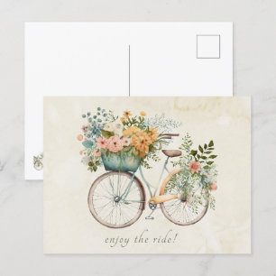 Boho  Bicycle met Bloemenmand Briefkaart