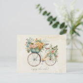 Boho Bicycle met Bloemenmand Briefkaart (Staand voorkant)