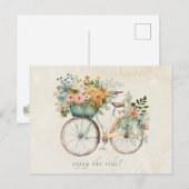 Boho  Bicycle met Bloemenmand Briefkaart (Voorkant / Achterkant)