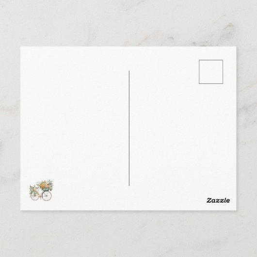 Boho  Bicycle met Bloemenmand Briefkaart (Achterkant)