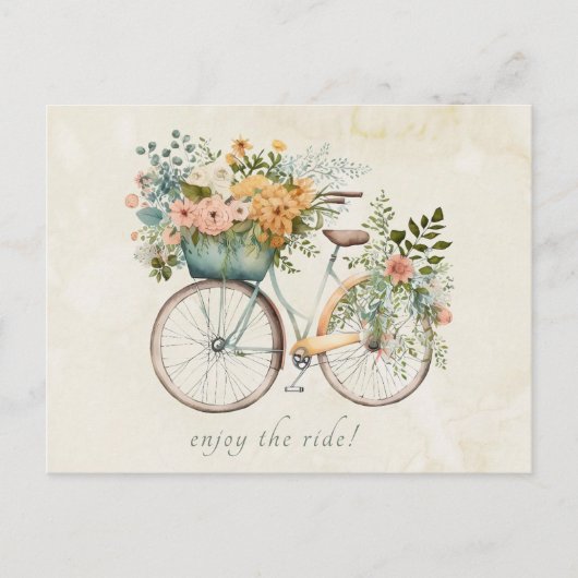 Boho  Bicycle met Bloemenmand Briefkaart (Voorkant)