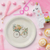 Boho  Bicycle met Bloemenmand Waterverf Papieren Bordje (Feest)