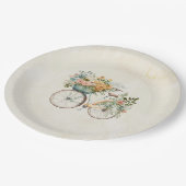 Boho  Bicycle met Bloemenmand Waterverf Papieren Bordje (Gekanteld)