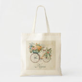 Boho  Bicycle met Bloemenmand Waterverf Tote Bag (Voorkant)