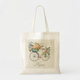 Boho  Bicycle met Bloemenmand Waterverf Tote Bag