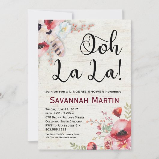 Boho Birch Lingerie Shower Invitation 5x7 Kaart (Voorkant)