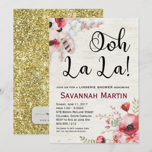 Boho Birch Lingerie Shower Invitation 5x7 Kaart (Voorkant / Achterkant)