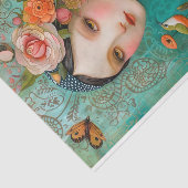 BOHO BIRD EN BLOEMENMEISJE DECOUPAGE TISSUEPAPIER (Detail)