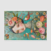 BOHO BIRD EN BLOEMENMEISJE DECOUPAGE TISSUEPAPIER (Voorkant)