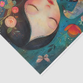 BOHO BIRD EN BLOEMENMEISJE DECOUPAGE TISSUEPAPIER (Detail)