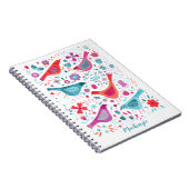 Boho Birds and Flowers Waterverf Custom Name Notitieboek (Rechterzijde)
