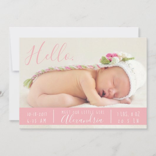 Boho Birth Announcement Hallo ontmoet nieuwe babyp Aankondiging (Voorkant)