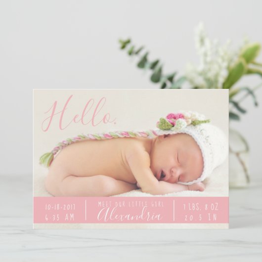 Boho Birth Announcement Hallo ontmoet nieuwe babyp Aankondiging (Staand voorkant)
