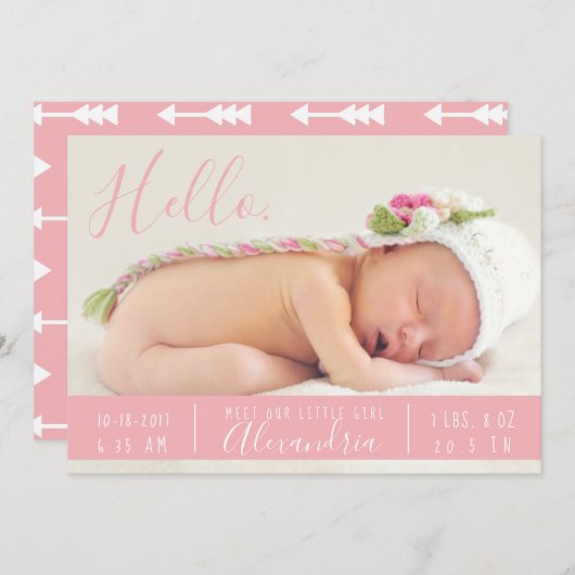 Boho Birth Announcement Hallo ontmoet nieuwe babyp Aankondiging (Voorkant / Achterkant)