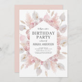 Boho Birthday Blush Roze Elke Leeftijd Partij  Kaart (Voorkant / Achterkant)