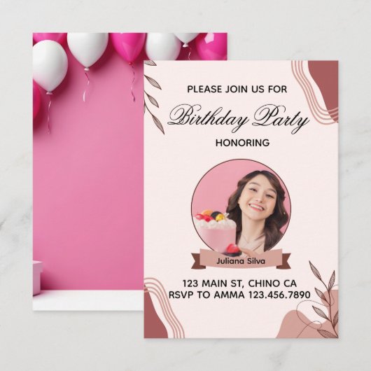 Boho Birthday Invite Kaart (Voorkant / Achterkant)