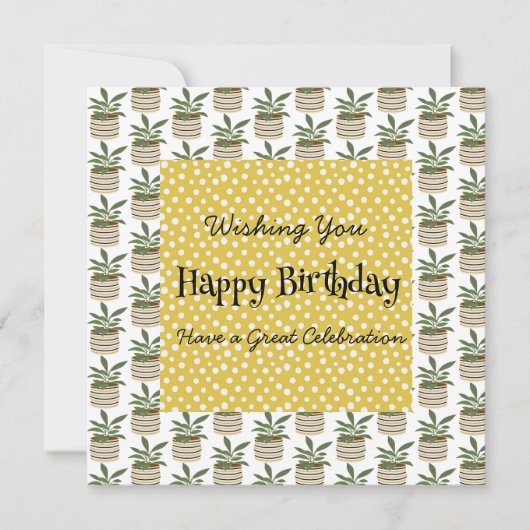 Boho Birthday Planten Stippen Gold Sage Green (Voorkant)