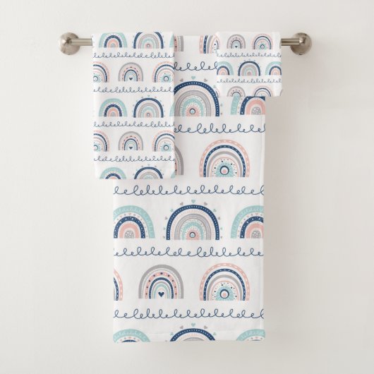 Boho Birthday Towels Rainbow Pastel for Kids Bad Handdoek (Insitu)