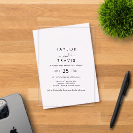 Boho Black Acryl Moderne bruiloft Uitnodigen Acryl Uitnodigingen