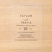 Boho Black Acryl Moderne bruiloft Uitnodigen Acryl Uitnodigingen (Voorkant)