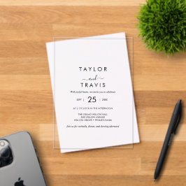 Boho Black Acryl Moderne bruiloft Uitnodigen Uitnodigingen