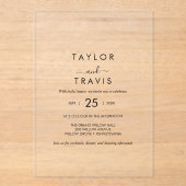 Boho Black Acryl Moderne bruiloft Uitnodigen Uitnodigingen (Voorkant)