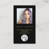 Boho Black and Gold Script Photo Thank You Logo Visitekaartje (Achterkant)