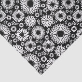Boho Black and White Folk Flower Starburst Pattern Tissuepapier (Detail)