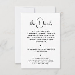 Boho Black and White Minimal Wedding Details Kaart