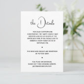 Boho Black and White Minimal Wedding Details Kaart (Staand voorkant)