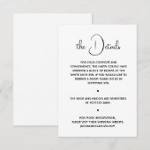 Boho Black and White Minimal Wedding Details Kaart (Voorkant / Achterkant)